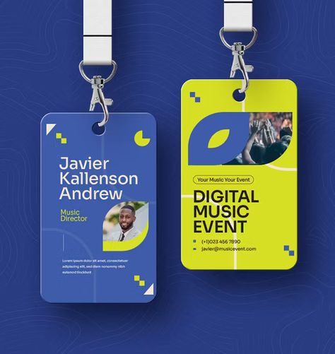 Music Event ID Card Template AI, EPS, PSD Event Badge Design, Identity Card Design, Event Badges, Flag Template, Event Id, Name Card Design, Geometric Symbols, Id Card Template, Powerpoint Presentation Design