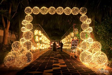 Sangeet Gate Decor, Birthday Entry Decoration, Sangeet Entry Gate, Event Entrance Design Entryway, Wedding Gate Entrance, Sangeet Decoration Night Indoor, Sangeet Entry, Sangeet Night Decor, Indian Outdoor Wedding Decor