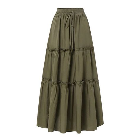 Ruffle Long Skirt, Long Green Skirt, Holiday Skirt, Skirts Vintage, Holiday Skirts, Long Skirt Outfits, Skirt Casual, Long Skirts, Summer Skirts