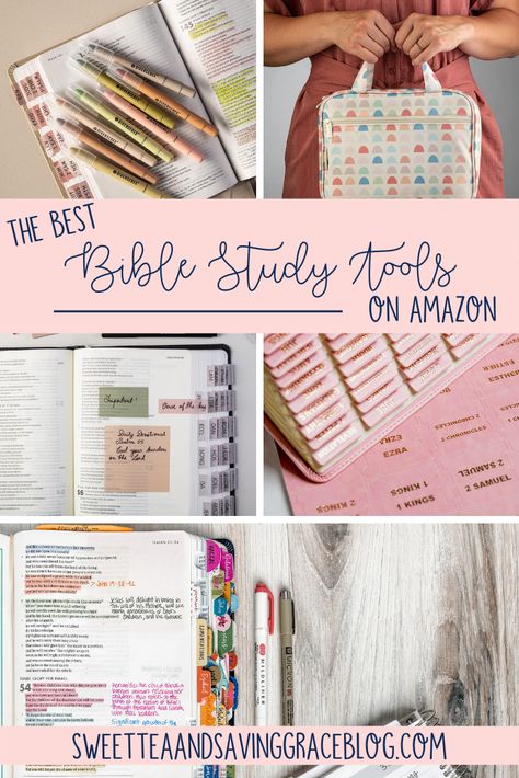 Best Study Bibles For Women, Best Bible For Women, Study Bibles For Women, Bible Study Tools Products, Bible Study Caddy, Bible Study Bag Ideas, Bible Journaling Tools, Amazon Bible Finds, Best Study Bible For Women