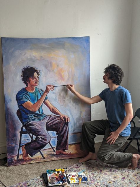 Artist Seamus Wray Paints a Dizzying Series of Portraits of Himself Painting Portraits of Himself | Colossal Creative Self Portraits, Flower Mural, Palette Knife Painting, Plein Air Paintings, Artist Paint, Instagram Art, Room Art, Inception, Mural Art