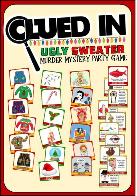 Our Murder Mystery Ugly Sweater party game requires no scripts, no complications, just hilarious fun and whodunnit intrigue. Printable - Instant Download! Christmas Dinner Party Games, Ugly Sweater Party Games, Funny Christmas Party Games, Christmas Party Games For Adults, Funny Christmas Games, Mystery Party Game, Christmas Games For Adults, Dinner Party Games, Adult Christmas Party