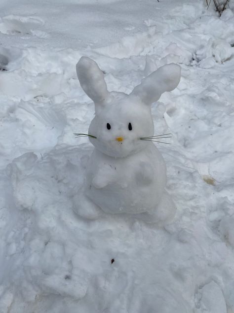 #snowman #snow #winter #bunny #rabbit #cute Bunnies In Snow, Bunny In Snow, Snow Bunny Aesthetic, Snow Creations, Winter Widgets, Bunny Desserts, Snow Rabbit, Bunny Meme, Winter Bunny