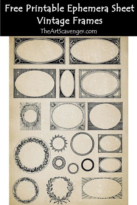 Black And White Ephemera Free Printables, Scrapbook Frames Printable, Vintage Clip Art Free Printables, Free Ephemera Printables, Free Witchy Printables, Free Vintage Printables Public Domain, Free Vintage Printables Ephemera, Free Scrapbook Printables, Ephemera Printables Free