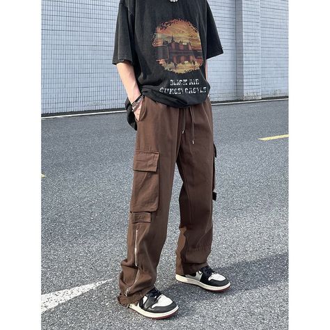 Choco Brown Pants Outfit, Over Size Outfit Men, Men’s Street Wear Outfits, Brown Cargo Pants Outfit Men, Men’s Cargo Pants Outfit, Street Outfit Men, Men’s Pants, Street Wear Men Outfits, Brown Pants Outfit Men