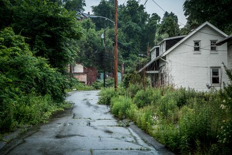 The Eerie Abandoned Neighborhood of Lincoln Way - Architectural Afterlife Apocalypse Setting, Aesthetic Apocalypse, Abandoned Neighborhood, Neighborhood Street, Apocalypse Landscape, Abandoned City, Abandoned Town, Abandoned Cities, Apocalypse Aesthetic