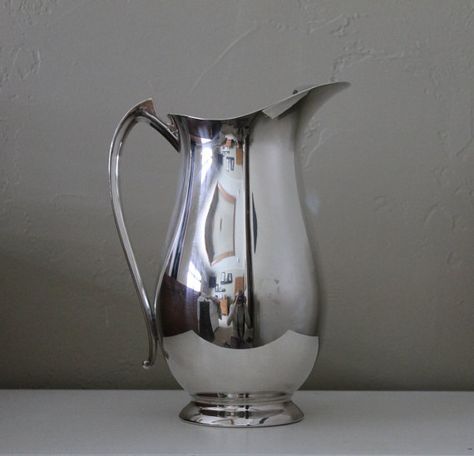 Vintage Water Pitcher Silver Plated Water Pitcher by Revive58 $22.50 Water Pitcher Aesthetic, Pitcher Aesthetic, Water Collage, Water Pitcher, Water Pitchers, Silver Plate, Silver Plated, Collage, Water