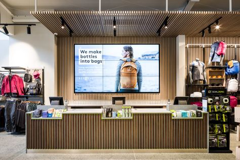 » Kathmandu Christchurch + Newmarket – New Zealand, Store Concept by Prospace Australia Store Cashier Design, Clothing Store Counter Design, Cashier Counter Design, Retail Checkout, Store Counter Design, Mobile Shop Design, Retail Counter, Store Counter, Store Concept