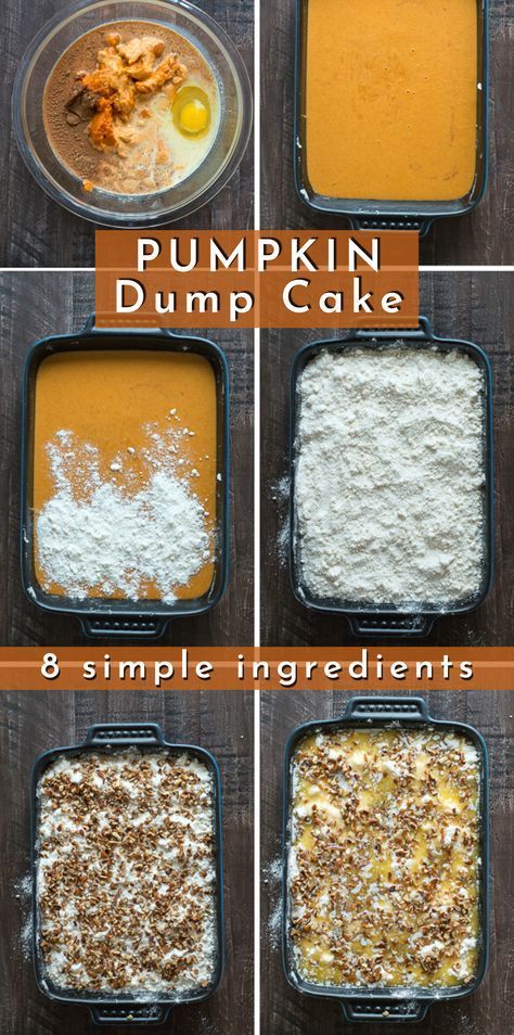 Use canned pumpkin and a box of yellow cake mix to make 8 ingredient pumpkin dump cake! Just mix, dump, and bake - it’s ready in under 1 hour! This will be a family favorite pumpkin dessert! Cake Mix Pumpkin Bread, Cake Mix Pumpkin, Pumpkin Dump, Dessert Oreo, Dump Cake Pumpkin, Dump Cake Recipes, Dump Cake, Fall Dessert, Yellow Cake