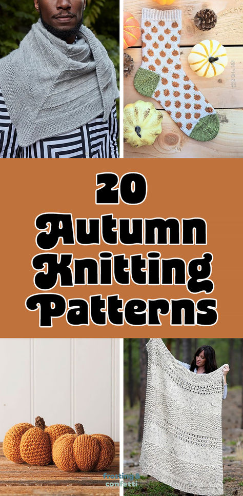 Get ready for fall with these amazing knitting patterns perfect for the season! From scarves to sweaters, hats to mittens, I've got you covered. Knitted shawl, knitted pumpkin socks, knitted pumpkins, fall cuddler knitted blanket. Free Fall Knitting Patterns, Fall Knitting Patterns Free, Autumn Knitting Patterns, Worsted Weight Yarn Patterns Knitting, Fall Knitting Projects, Unique Knitting Projects, Gift Knitting Patterns, Knitted Pumpkins, Autumn Knitting