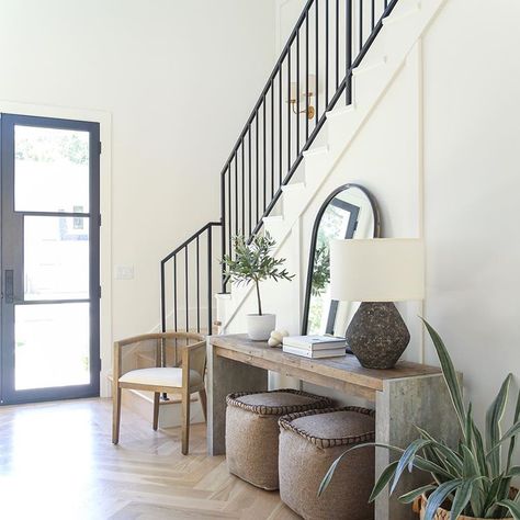 R O S E R O C K (@roserock918) • Instagram photos and videos Beautiful Entrance, Entryway Stairs, Herringbone Wood Floor, Escalier Design, Living Room Light Fixtures, Timeless Interiors, Herringbone Floor, Private Home, Black And White Tiles