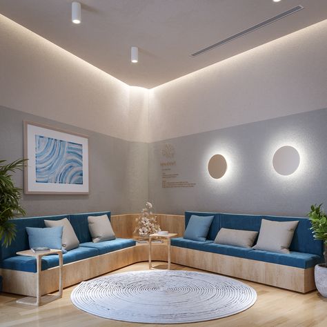 Japanese Clinic Interior Design, Minimalist Waiting Area Design, Psychiatry Clinic Interior Design, Zen Clinic Interior Design, Clinic Aesthetic Interior, Aesthetic Clinic Waiting Area, Small Clinic Waiting Area, Patient Room Design Healthcare, Psychiatry Clinic Design