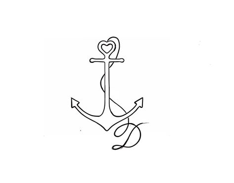 Fine Line Anchor Tattoo Design, Anchor Tattoo With Heart, Anchor Heart Tattoos For Women, Anchor With Infinity Sign Tattoo, Simple Anchor Drawing, Anchor With Initials Tattoo, Anchor Name Tattoo, Small Anchor Tattoos For Women Simple, Tiny Anchor Tattoos For Women