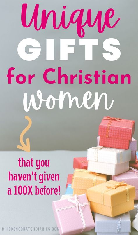 Pile of gifts with text "unique gifts for Christian women - that you haven't given a 100X before!" Pillow Gifts For Womens Retreat, Yw Birthday Gifts 2024, Gifts For Christian Friends, Women’s Retreat Gift Bags, Faith Gifts Ideas, Christian Christmas Gifts For Friends, Gifts For Christian Women, Gifts For Bible Study Ladies, Christmas Gifts For Christian Women