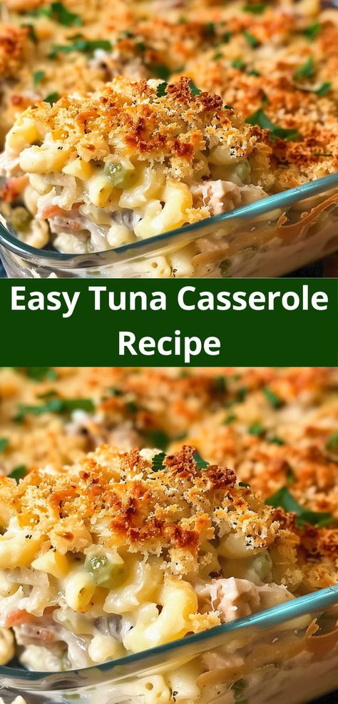 Whip up an Easy Tuna Casserole in minutes. Baked Tuna Noodle Casserole Easy, Macaroni Tuna Casserole Recipes, Tuna Casserole For Two, Summer Dinner Casserole Recipes, Tuna Casserole Recipes Easy, Baked Tuna Casserole, Tuna Fish Casserole, Tuna Noodle Casserole Healthy, Tuna Casseroles