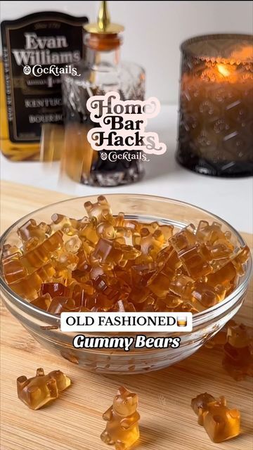 Cocktails (21+ to follow) on Instagram Old Fashioned Gummy Bears, Liquor Gummy Bears, Bourbon Gummy Bears Recipe, Cute Cocktails, Homemade Gummy Bears, Evan Williams, Bear Recipes, Classic Cocktail, January 23