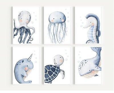 Under Sea Nursery Ocean Themes, Baby Room Wall Art Boy, Nursery Ideas Sea Theme, Baby Boy Nautical Nursery, Under The Sea Bedroom Kids, Under The Sea Nursery Boy, Under The Sea Baby Room, Whale Baby Room, Sea Theme Nursery