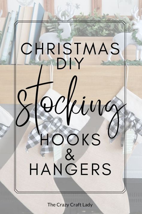 Christmas DIY Stocking Hooks & Hangers Christmas Hangers Diy, Mantel Stocking Hangers, Stocking Hanging Ideas Mantle, Christmas Stocking Holders For Mantle, Diy Stocking Hangers For Wall, Christmas Stocking Holder Diy, Christmas Stocking Hooks, Diy Stocking Holders For Mantle, Stocking Hooks Diy