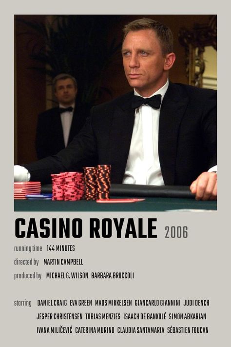 Casino Royale Movie Poster Casino Royale Movie Poster, 007 Photoshoot, 2000s Yearbook, Casino Royale Poster, Bond Movie Posters, James Bond Aesthetic, 007 Aesthetic, Polaroid Board, James Bond Poster