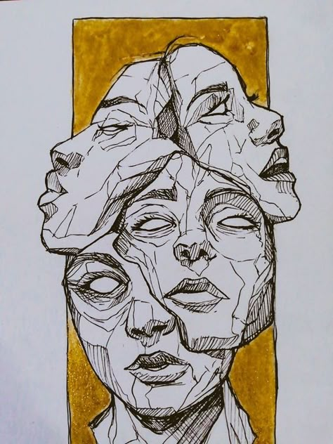 Paint Splash Drawing, Charicaturism Drawing, Disorder Sketch Ideas, Distorted Face Art, Face Distortion Art, Weird Face Art, Distortion Art Drawing, Suffering Artwork, Sketchbook Fillers