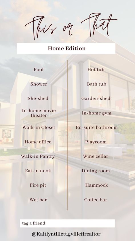 Realtor This Or That, Real Estate Story Template, Real Estate Marketing Social Media Post Ideas, This Or That Real Estate Edition, This Or That Questions Real Estate, Real Estate Marketing Instagram, Real Estate Instagram Captions, Real Estate This Or That Post, This Or That House Edition