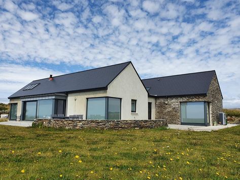 Stags House - Edge Architecture Modern Irish Bungalow, House Design Ireland, Irish Bungalow Design, Small Beach Bungalow, Bungalow Extension Plans, Modern Irish House, Irish House Plans, House Plans Ireland, Bungalow Designs