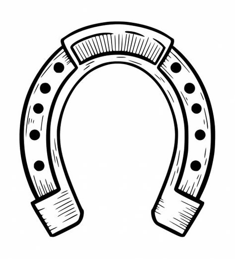 Horseshoe Art Drawing, Horseshoe Sketch, Horseshoe Traditional Tattoo, Horshoe Tatoos, Horseshoes Tattoo, Horseshoe Stencil, Horse Shoe Tattoo Design, Horseshoe Tattoo Design, Horseshoe Drawing