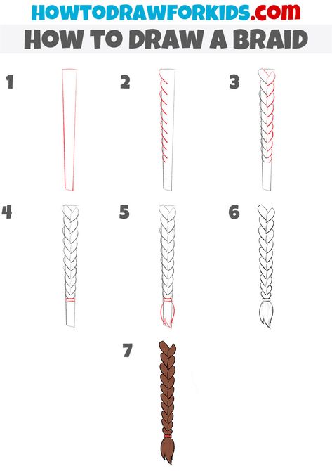 Braid Tutorial Drawing, Drawing Braids, Braids Step By Step, Tutorial Drawing, Small Braids, Fashion Drawing Dresses, Braid Tutorial, Braid Hair, Drawing Tutorial Easy