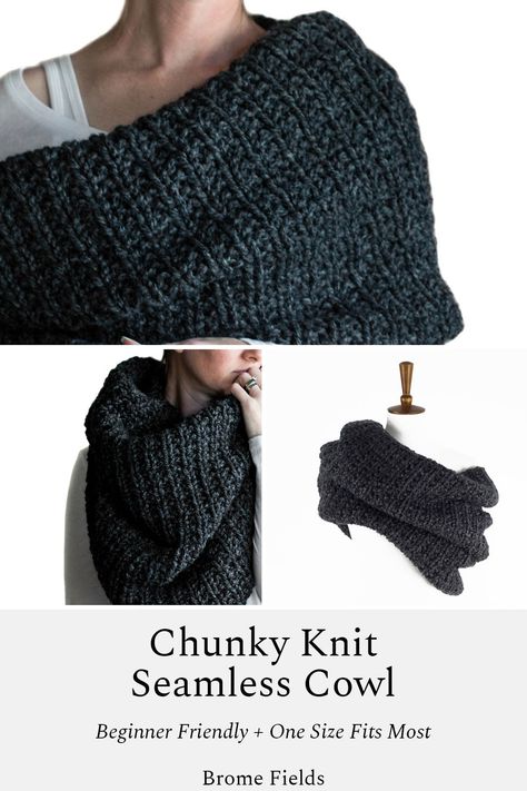 Chunky Knit Cowl Pattern, Large Scarf Knitting Pattern, Mindless Knitting Projects, Cowl Knitting Patterns Free Chunky, Bulky Knit Scarf Patterns Free, Bulky Yarn Scarf Knitting Patterns, Chunky Yarn Projects Knit, Bulky Scarf Knitting Pattern, Chunky Knit Cowl Pattern Free