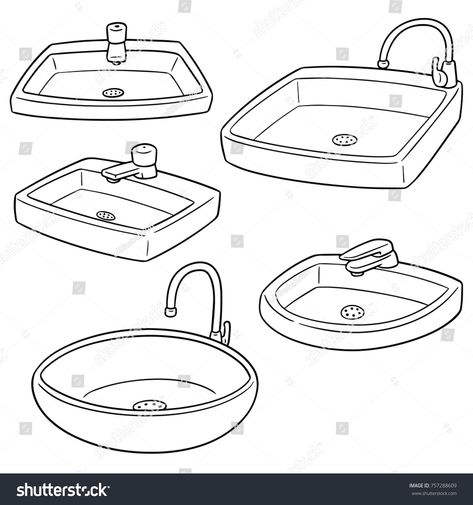 Sink Drawing Reference, Sink Sketch, Sink Illustration, Sink Drawing, Bathroom Drawing, Australian Tattoo, Presentation Tips, Drawing Competition, Isometric Drawing