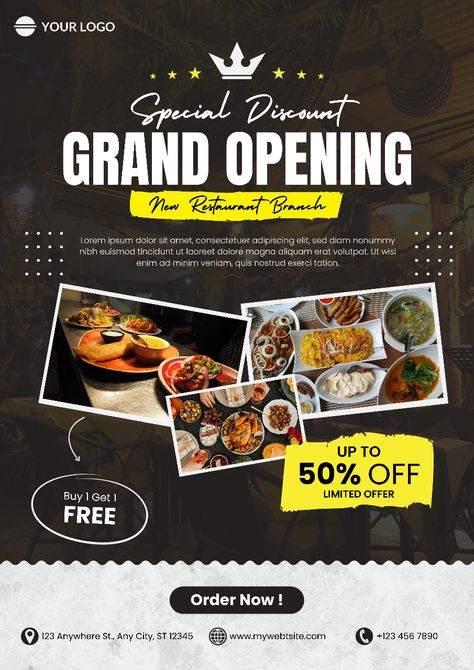 Grand Opening poster design #graphicdesign #posterdesign #letsconnect Opening Poster Design, Grand Opening Poster, Pre Opening, Ice Cream Poster, Restaurant Order, Photoshop Poster, Shop Opening, Social Media Post Design, Flyer And Poster Design