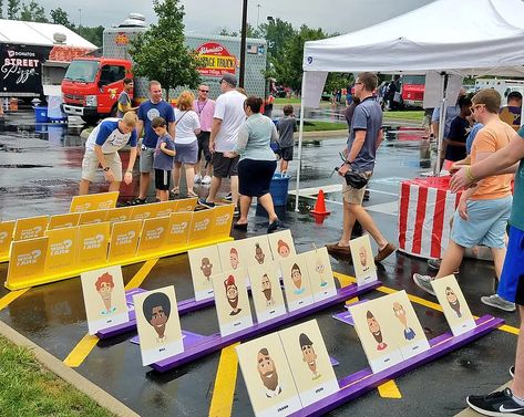 Yard Board Games, Large Board Games, Giant Memory Game, Life Size Battleship Game, Games For Booth Events, Life Size Game Board, Oversized Yard Games, Giant Guess Who Game Diy, Lifesize Board Games