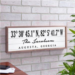 Coordinates Sign, Farmhouse Projects, Coordinates Gift, Latitude And Longitude, White Wood Wall, Texas House, Word Art Design, Closing Gifts, Gifts Personalized