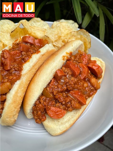 Mau Cocina de Todo: Chili Dogs Piñateros Mexican Chilli, Chilli Dogs, Mexican Chili, Chilly Dogs, Hot Dog Chili, Chili Dogs, Dog Recipes, Fun Kids Food, Hot Dog Buns