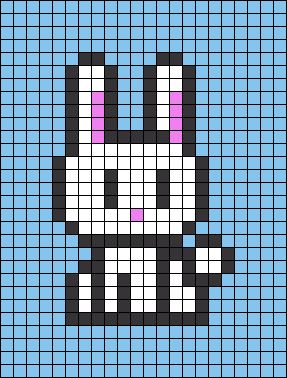 Rabbit Pixel Art, Bunny Pixel Art, Pixel Bunny, Pixel Art Animals, Square Drawing, Modele Pixel Art, Pearl Beads Pattern, 100 Plus, Easy Pixel Art