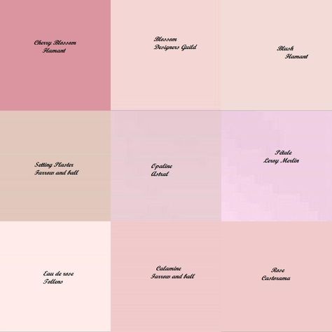 piochées dans différents nuanciers (farrow and ball, flamant, designers guild, leroy merlin, astral, tollens, casto) mais je ne trouve pas... Rose Color Palette, Color Palette Summer, Logo Site, Palette Summer, Farrow And Ball, Pale Colors, Pink Kitchen, Aesthetic Colors, Studio Decor