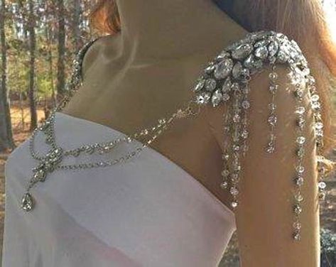 Bridal Body Jewelry, Formal Necklace, Shoulder Jewelry, Shoulder Necklace, Crystal Wedding Jewelry, Rhinestone Bridal, Rhinestone Wedding, Deco Jewelry, Body Chain Jewelry