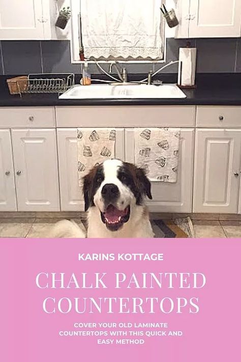 Countertop Quick Fix! Chalk Paint | Hometalk Diy Laminate Countertops, Chalkboard Paint Kitchen, Beige Laminate, Painted Banister, Painted Countertops, Countertop Decor Ideas, Painting Kitchen Tiles, Shade Tutorial, Painting Laminate Countertops