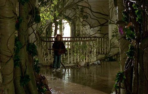 Jumanji: A Look Back at the House from the Original Movie - Hooked on Houses Jumanji House Interior, Jumanji House, My House Looks Like Im Losing A Game Of Jumanji, Jumanji Hunter, Jumanji The Next Level, Jumanji 2, Enchanted Forest Room, Jumanji 1995, Upstairs Landing