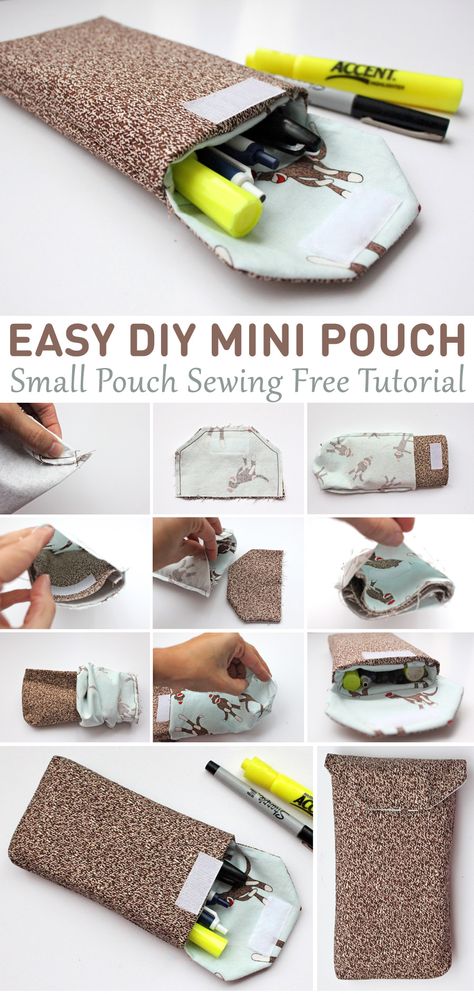 Easy DIY Mini Pouch Tutorial Diy Pocket Protector, Easy Pencil Case Sewing Pattern, Pencil Pouch Diy, Creative Stitching, Diy Pocket, Pocket Protector, Pouch Diy, Diy Pencil, Pouch Sewing