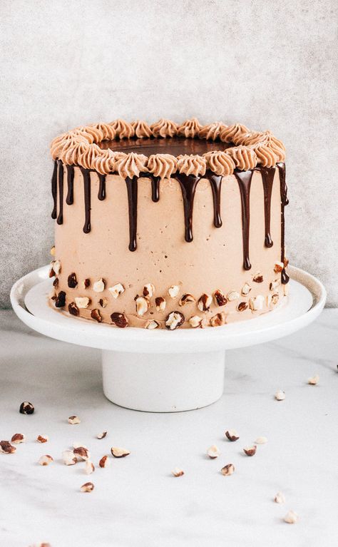 Hazelnut Espresso Layer Cake Bolo Drip Cake, Super Torte, God Help Us, Triple Chocolate Cake, Coffee Drinker, Triple Chocolate, Orange Cake, Cake Flavors, Drip Cakes