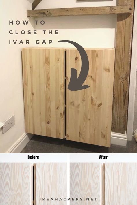 "We’ve just built our Ivar cabinet and put the doors on, to discover a gaping hole in the middle of the doors! The screws on the hinges doesn’t seem to make a difference." Here's what you can do to minimize the gap. Ivar Ikea Hack, Ivar Cabinet, Ikea Ivar Cabinet, Ikea Cabinet, Ikea Desk Hack, Ideas Habitaciones, Hacks Ikea, Ikea Ivar, Ikea Hack Ideas