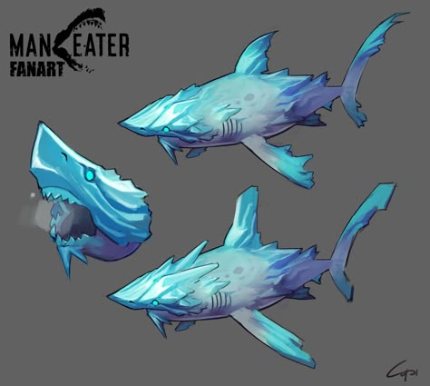 Olivier Désirée - Maneater Fanart Monster Artwork, Shark Art, Creature Artwork, Cool Monsters, Kaiju Art, Fantasy Beasts, The Best Game, Monster Concept Art, Fantasy Monster