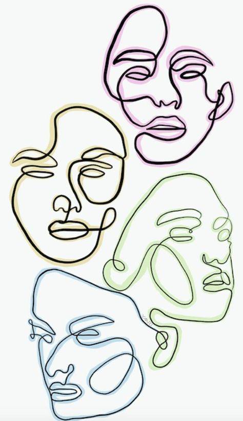 How To Draw An Abstract Face, Doodle Drawings Faces, 3 Faces Art, How To Draw Abstract Faces, Face Abstract Drawing, Line Faces Art, One Line Faces Drawing, Drawing Abstract Faces, Face Lines Drawing