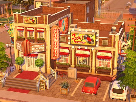 Sims 4 Lounge Lot, Sims Legacy Challenge, Tiny Log Cabin, Sims Challenge, The Sims 4 Lots, Club Lounge, Jazz Bar, Sims 4 House Building, City Layout