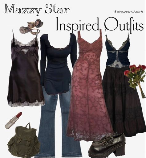 Mazzy Star Clothes, Whimsigothic Outfits Aesthetic, Whimsigoth Concert Outfit, Mazzy Star Dress, 90s Witchy Outfits Winter, Whimsigoth Corset Outfit, Mazzy Star Inspired Outfit, Simple Whimsigoth Outfit, Mazzy Star Style