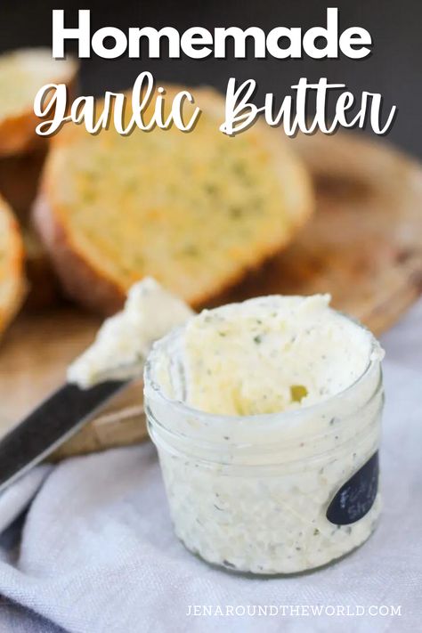 The best homemade garlic butter is simple to make! It has just 4 ingredients and is perfect for everything from potatoes, meat, and veggies to my favorite — garlic bread. Garlic Butter For Bread, Garlic Butter Spread, Meat And Veggies, Butter Recipes Homemade, Make Garlic Butter, Honey Butter Recipe, Homemade Garlic Butter, 2024 Recipes, Herb Seasoning