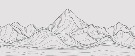 Mountain Line Art, Minimal Landscape, Background Minimal, Fineliner Art, Wallpaper Illustration, Mountain Drawing, Mountain Illustration, Abstract Art Wallpaper, Open Office