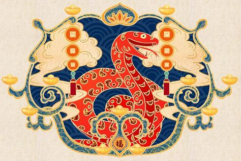 Year of the Snake, Chinese Zodiac 1989, 1977, 1965, 1953 Snake Chinese Zodiac, Chinese Zodiac Art, Year Of Snake, Snake Meaning, Snake Zodiac, Fire Zodiac, Dog Zodiac, Buddha Doodle, Snake Illustration