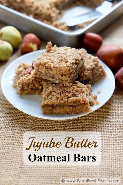 Jujube Recipes, Pecan Oatmeal, Oatmeal Bar, Jujube Fruit, Fruit Butter, Visual Recipes, Eat Seasonal, Oatmeal Bars, Seasonal Food